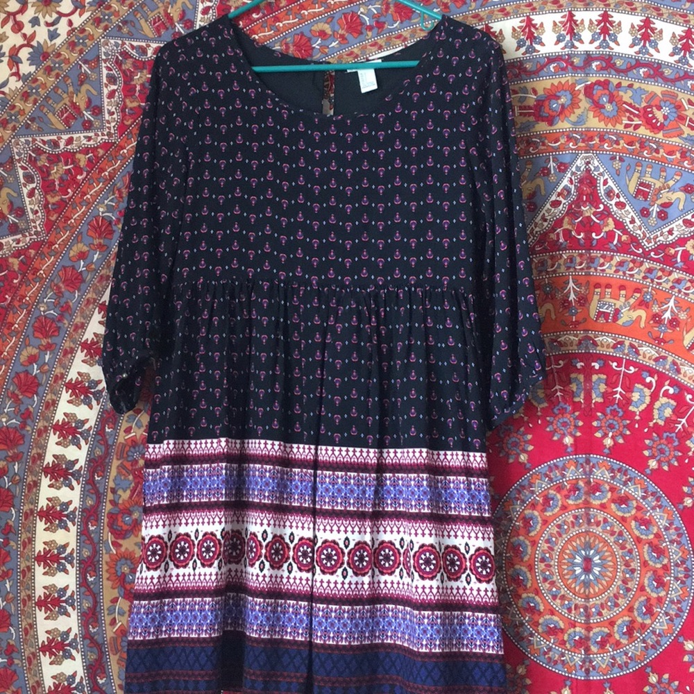 Multi-Colored Peasant Dress